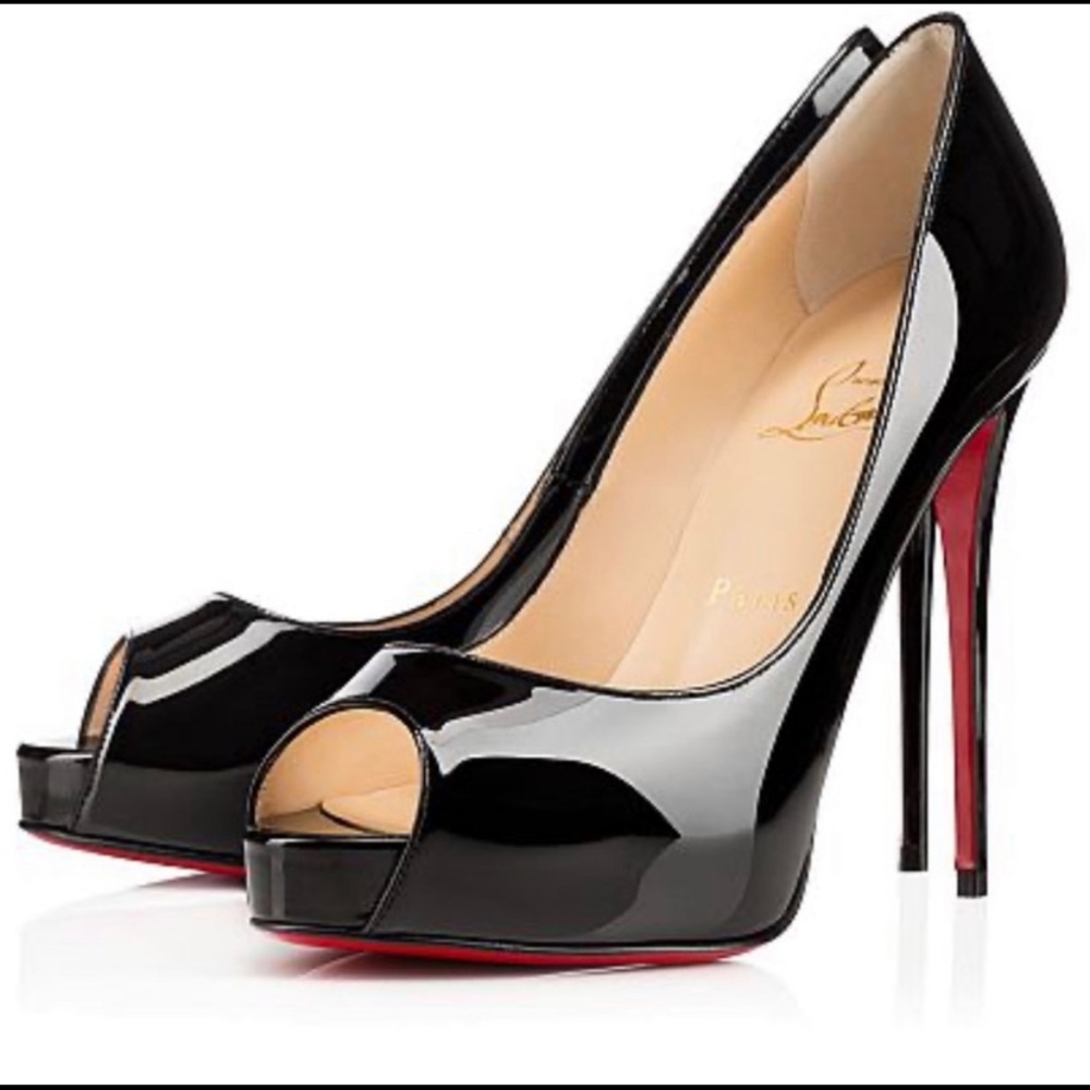 christian louboutin patent leather peep toe